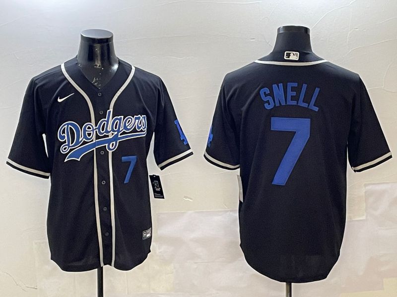 Men Los Angeles Dodgers 7 Snell Black Fashion Game 2025 Nike MLB Jersey style 3